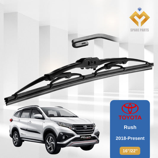 Toyota Rush 1set 16"+22"GradeA Premium Rubber Car Wiper Metal U hook