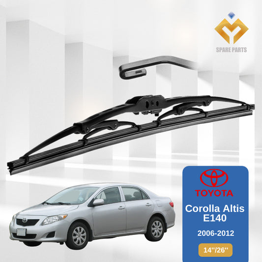 Toyota Corolla Altis 1set 14"+26"GradeA Premium Rubber Wiper Metal U Hook