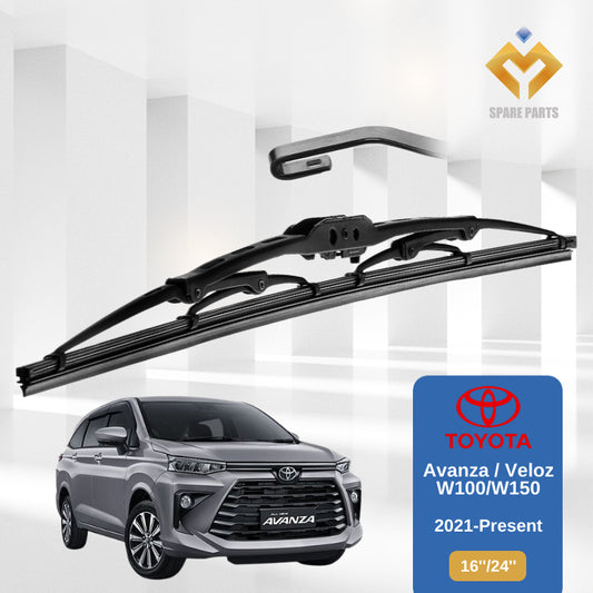 Toyota Avanza Veloz W100 W150 1set 16"+24"GradeA Premium Rubber Car Wiper Metal U Hook