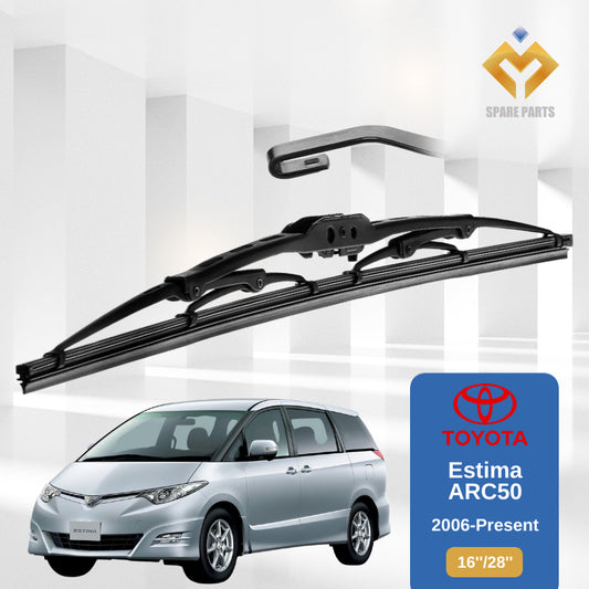 Toyota Estima ARC50 1set 16"+28"Grade A Premium Rubber Wiper Metal U Hook