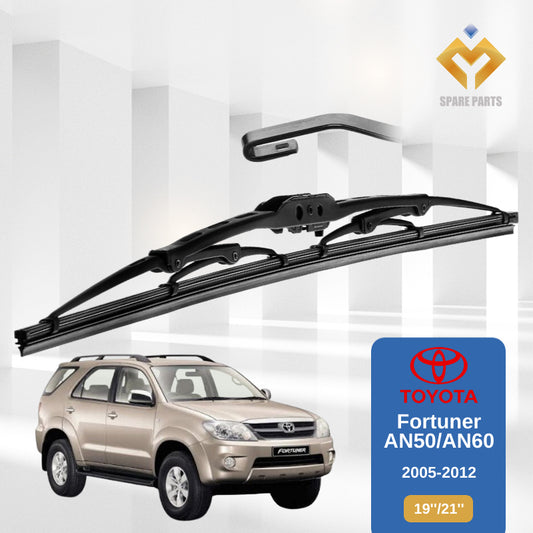 Toyota Fortuner AN50 AN60 FL Year 2005-2012 1set 19"+21" GradeA Premium Rubber Wiper Metal U Hook