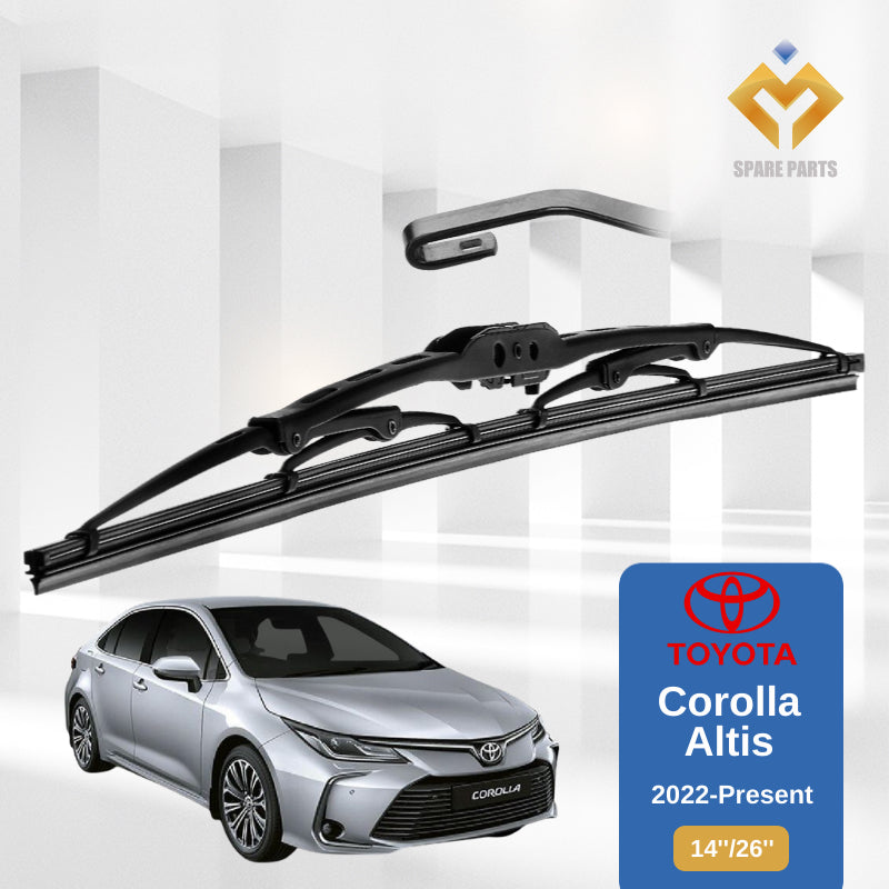 Toyota Corolla Altis 1set 14"+26"GradeA Premium Rubber Wiper Metal U Hook