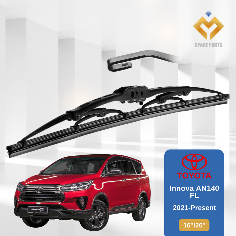 Toyota Innova AN140 Facelift 1set 16"+26"GradeA Premium Rubber Car Wiper Metal U Hook