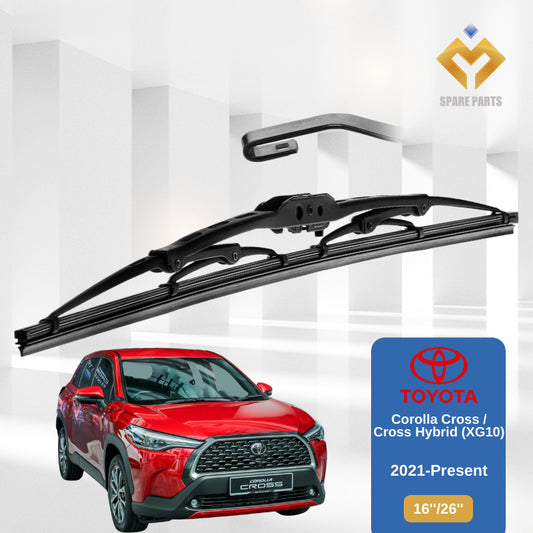 Toyota Corolla Cross/Cross Hybrid(XG10) 1set 16"+26"GradeA Premium Rubber Wiper Metal U hook