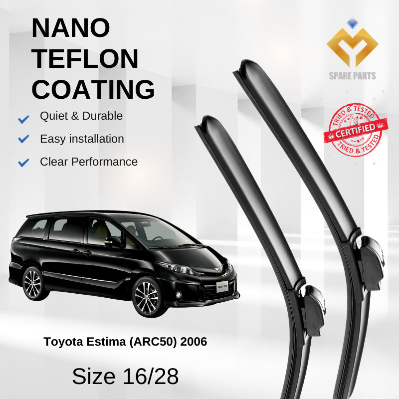 Toyota Estima ARC50 Premium Quality Japan Nano Car Wiper 1set 16"+28" U Hook Free Microfibre Cloth