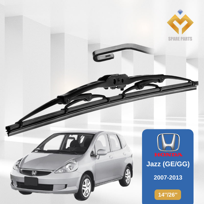 Honda Jazz 2007 2013 Stream 1set 14"+26"GradeA Premium Rubber Car Metal Wiper U Hook