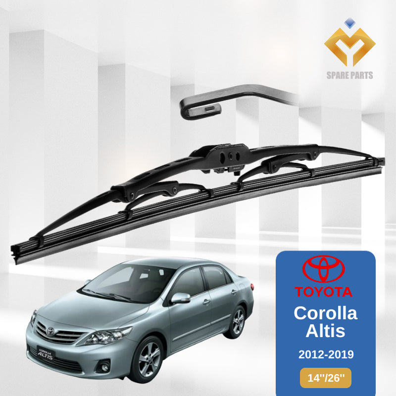 Toyota Corolla Altis 1set 14"+26"GradeA Premium Rubber Wiper Metal U Hook