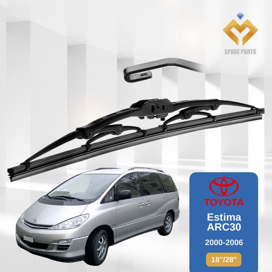 Toyota Estima ARC30 2000-2006 1set 18"+28"GradeA Premium Rubber Car Wiper Metal U hook