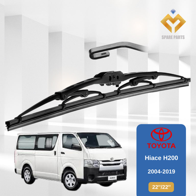 Toyota Hiace H200 1set 22"+22"GradeA Premium Rubber Car Wiper Metal U hook