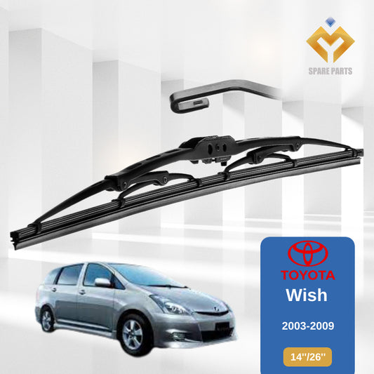 Toyota Wish PriusC 1set 14"+26"GradeA Premium Rubber Car Wiper Metal U Hook