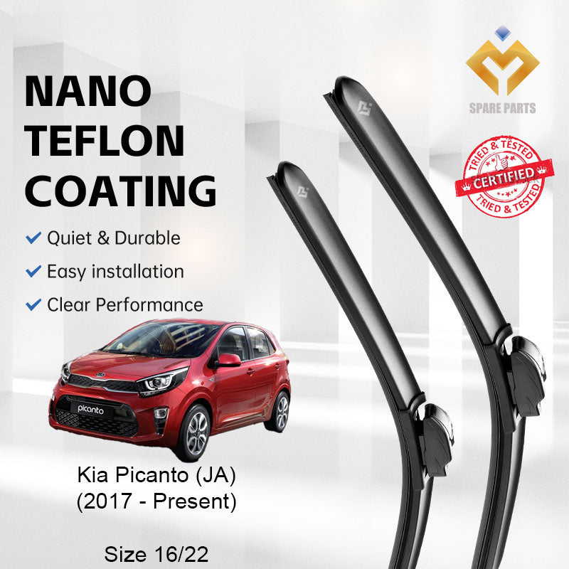 Kia Picanto 1st 2nd 3rd Gen Premium Quality Japan Tech Car Wiper 1set 16"+22" U Hook Free Microfibre Cloth