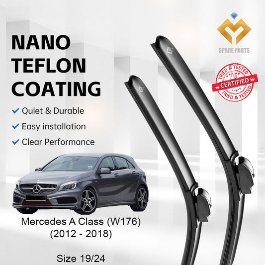 Mercedes A Class W176 2012 Premium Quality Japan Tech Car Wiper 1set 19"+24" Type 05 Clip Free Microfibre Cloth