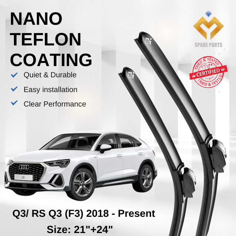 Audi Q3/ RS Q3 F3 (2018-Present) Premium Japan Tech Car Wiper 21”+24” Type 04 Clip, Free Microfibre Cleaning Cloth