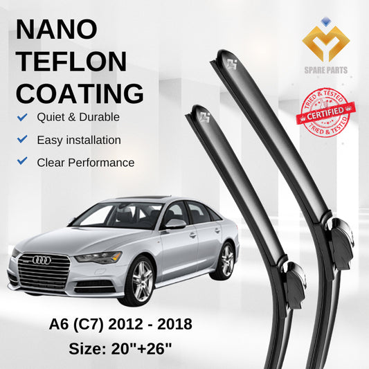 Audi A6 C7 (2012-2018) Premium Japan Tech Car Wiper 20”+26” Type 04 Clip, Free Microfibre Cleaning Cloth