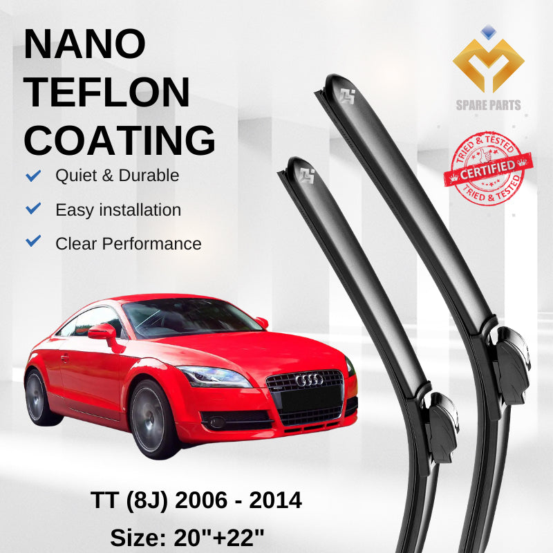 Audi TT 8J (2006-2014) Premium Japan Tech Car Wiper 20”+22” Type 07 Clip, Free Microfibre Cleaning Cloth