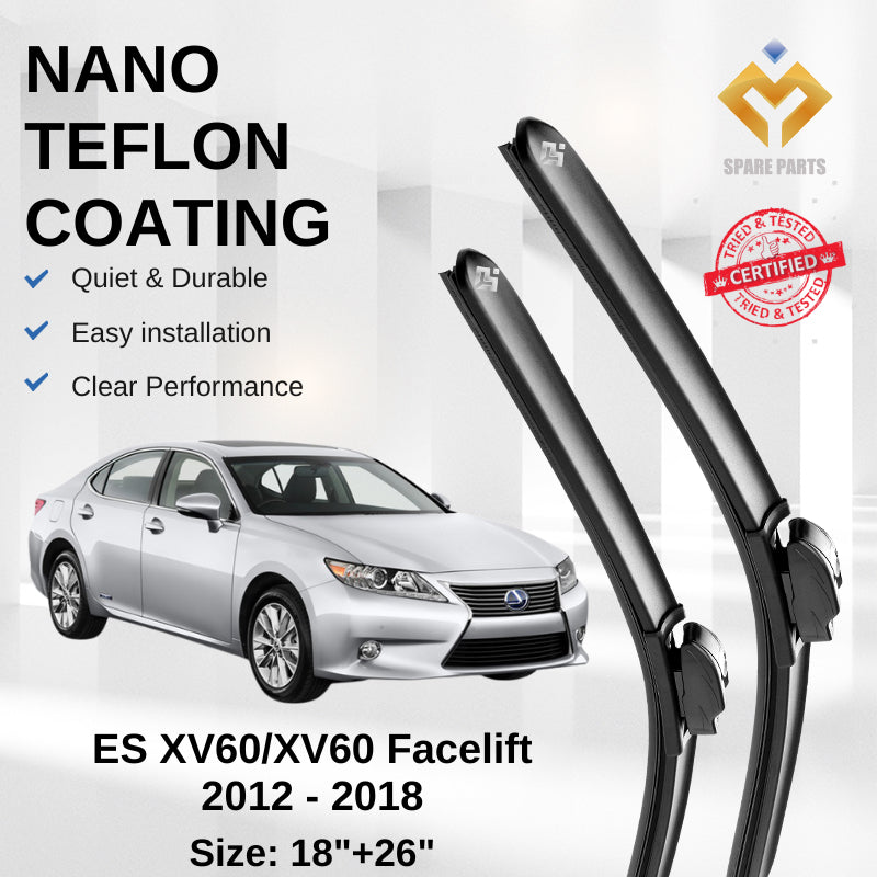 Lexus ES XV60/XV60 Facelift (2012 - 2018) Premium Japan Tech Car Wiper 18"+26" Universal Hook, Free Microfibre Cleaning