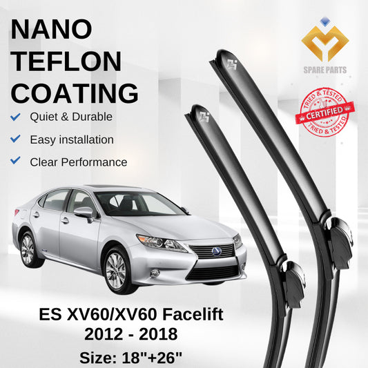 Lexus ES XV60/XV60 Facelift (2012 - 2018) Premium Japan Tech Car Wiper 18"+26" Universal Hook, Free Microfibre Cleaning