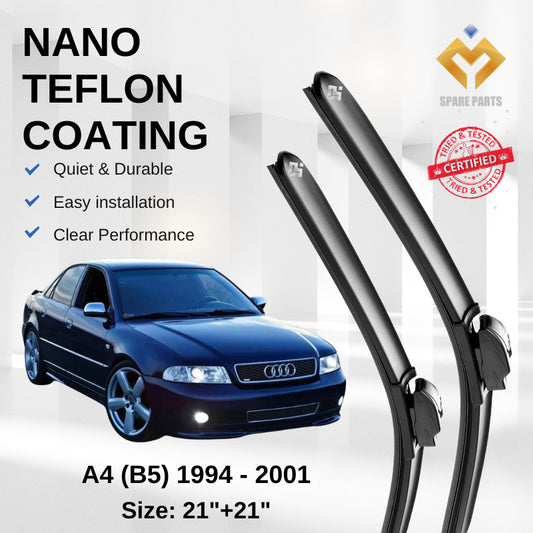 Audi A4 B5 (1994-2001) Premium Japan Tech Car Wiper 21"+21" Universal Hook, Free Microfibre Cleaning Cloth