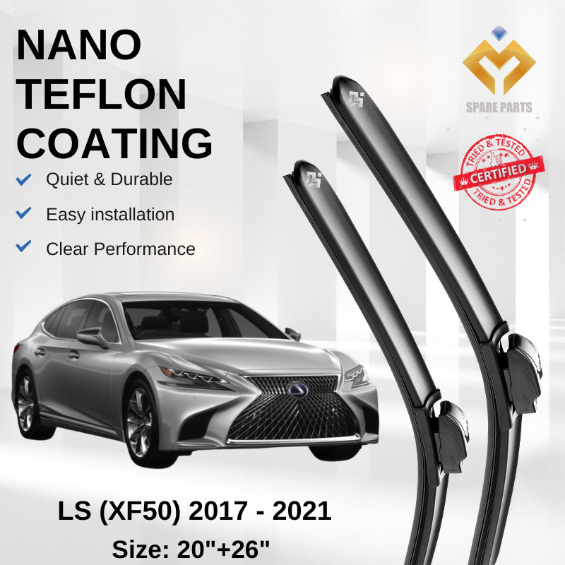 Lexus LS XF50 (2017-2021) Premium Japan Tech Car Wiper 20"+26" Universal Hook, Free Microfibre Cleaning Cloth