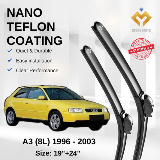 Audi A3 8L (1996 - 2003) Premium Japan Tech Car Wiper 19"+24" Universal Hook, Free Microfibre Cleaning Cloth