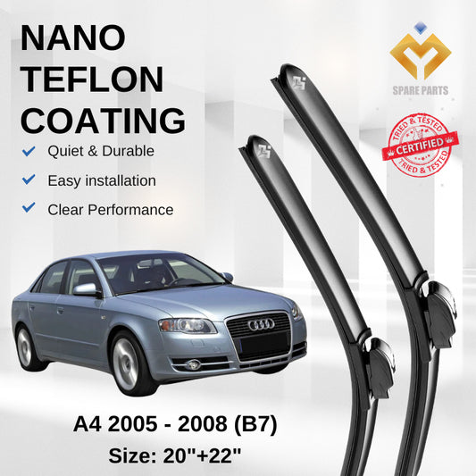 Audi A4 B7 (2005-2008) Premium Japan Tech Car Wiper 20”+22” Type 09 Clip, Free Microfibre Cleaning Cloth