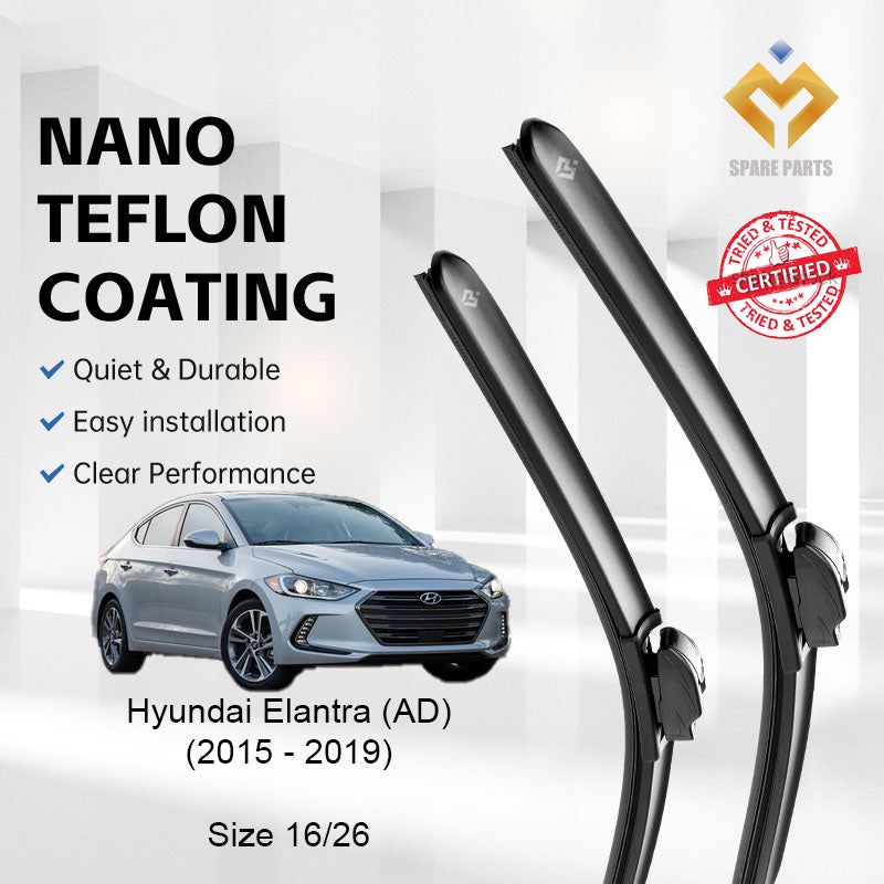 Hyundai Elantra 6th Gen AD/Facelift 2015-2020 Premium Quality Japan Tech Car Wiper 1set 16"+26" U Hook