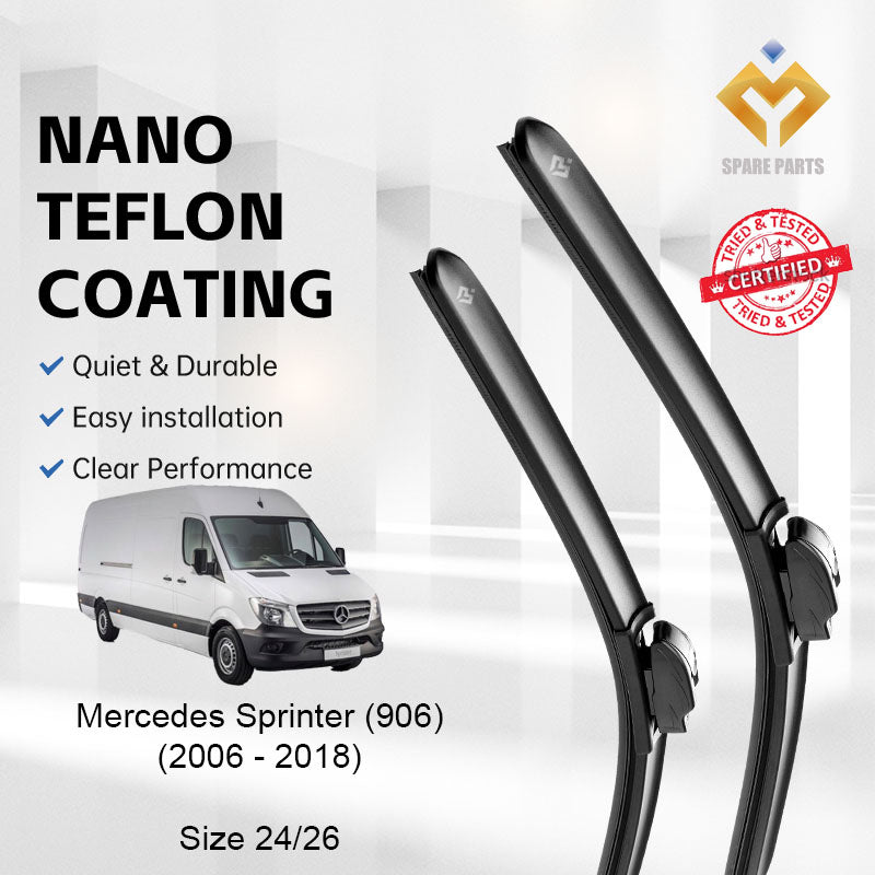 Mercedes Sprinter 906 2006 - 2018 Premium Quality Japan Tech Car Wiper 1set 24"+26" Type 05 Clip-Includes Free Gift