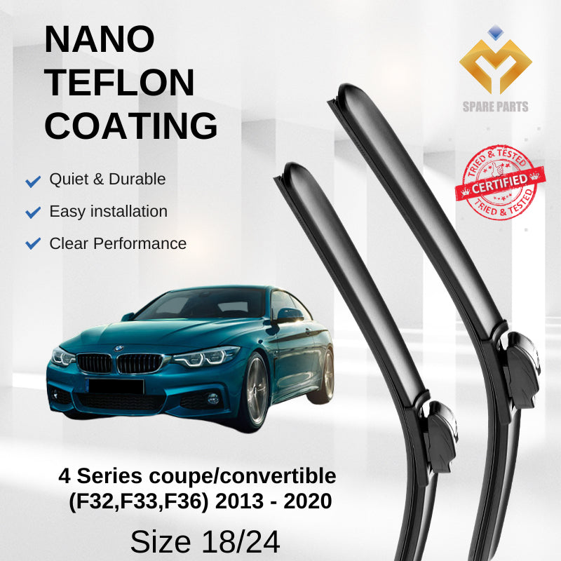 BMW 4 Series Coupe/Convertible F32 F33 F36 2013-2020 Premium Quality Japan Tech Car Wiper 1set 18"+24" Type 07 Clip