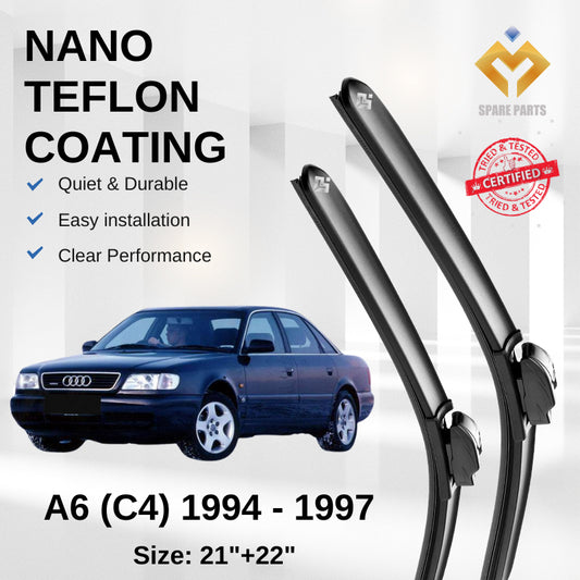 Audi A6 C4 (1994-1997) Premium Japan Tech Car Wiper 21"+22" Universal Hook, Free Microfibre Cleaning Cloth