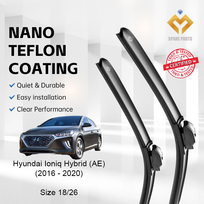 Hyundai Ioniq Hybrid AE 2016-2020 Premium Japan Tech Car Wiper Accessories 18”+ 26” Universal Hook–Includes Free Gift!