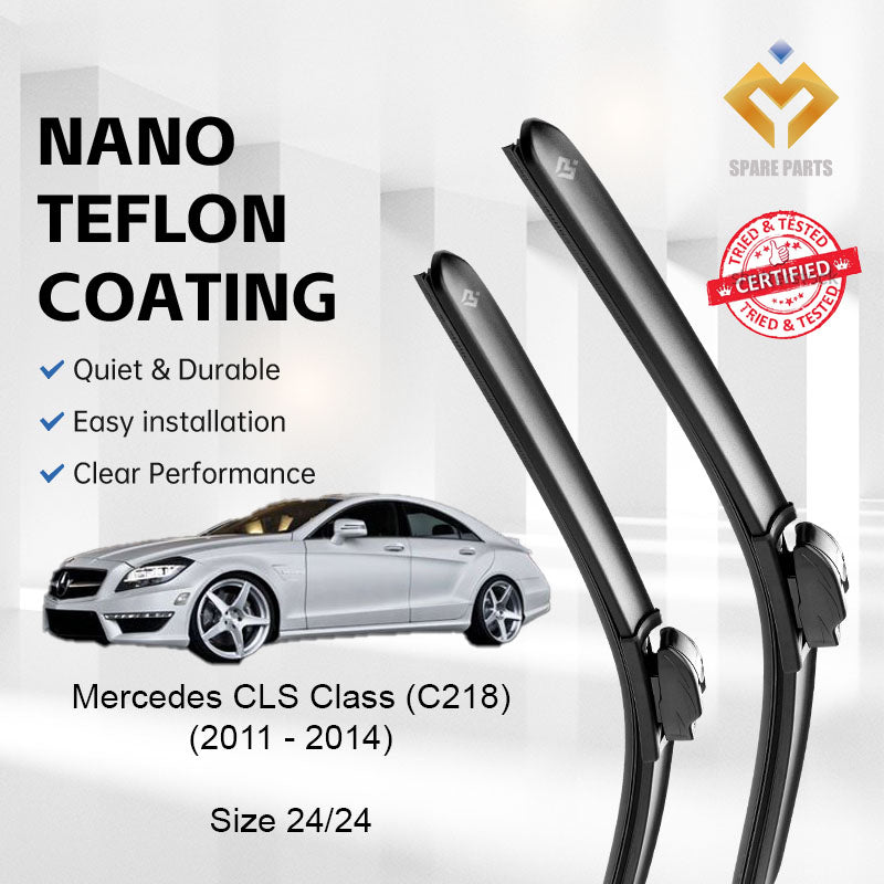 Mercedes CLS Class C218 2011-2014 Premium Quality Japan Tech Car Wiper 1set 24"+24" Type 03 Clip-Includes Free Gift