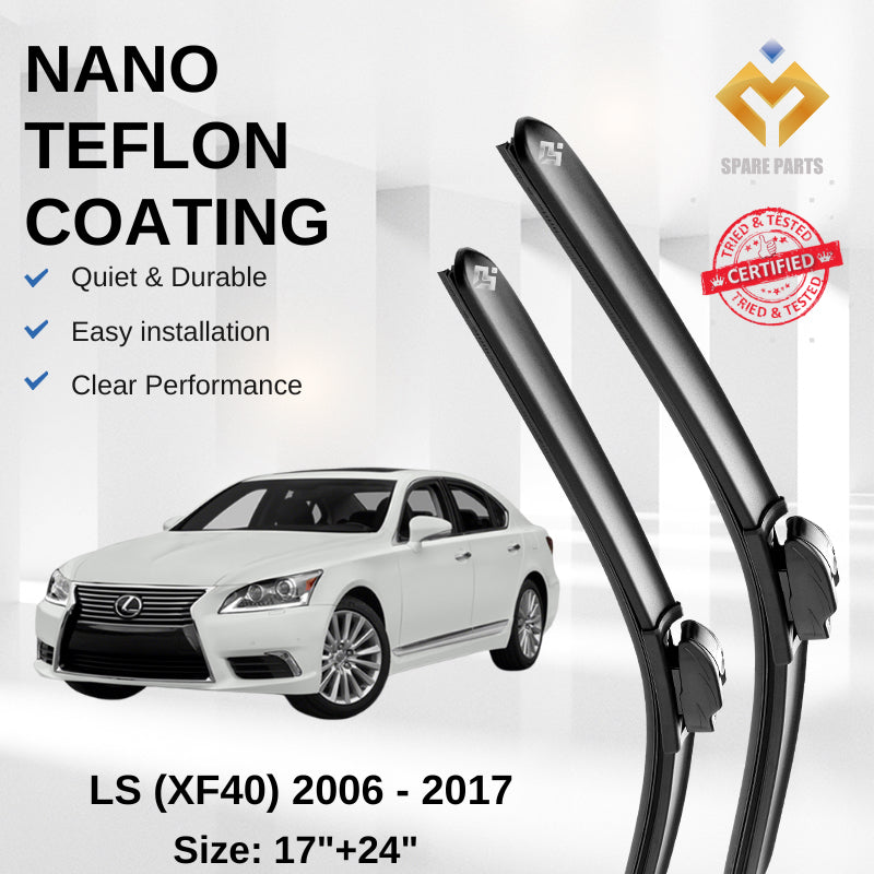 Lexus LS XF40 (2006-2017) Premium Japan Tech Car Wiper 17"+24" Universal Hook, Free Microfibre Cleaning Cloth