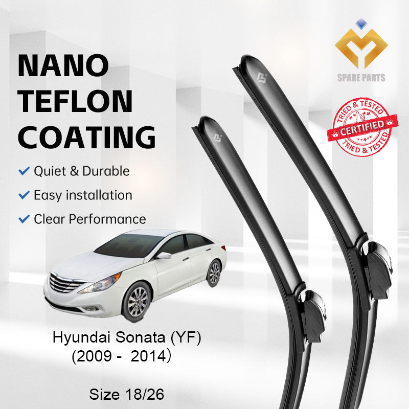 Hyundai Sonata 6th Gen YF 2009-2014 Premium Quality Japan Tech Car Wiper Accessories 18"+26" U Hook-Includes Free Gift!