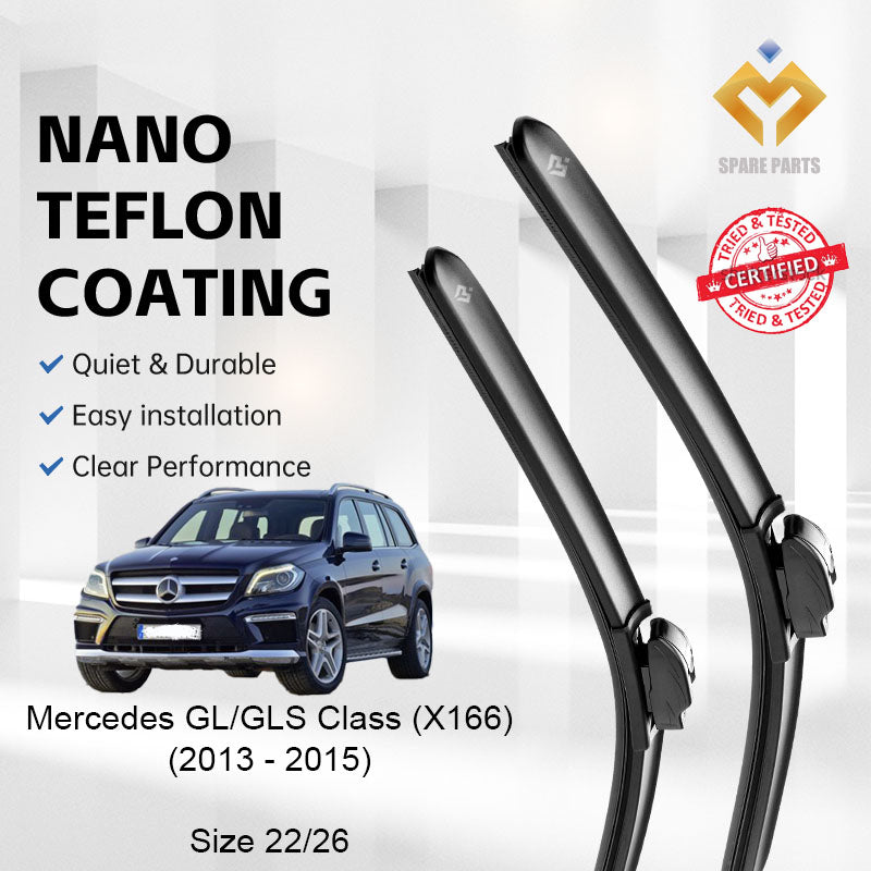 Mercedes GL Class/GLS Class X166 2013-2015 Premium Quality Japan Tech Car Wiper 1set 22"+26" Type 01 Clip-With Free Gift