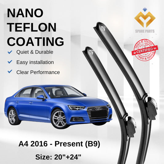Audi A4 B9 (2016-Present) Premium Japan Tech Car Wiper 20”+24” Type 04 Clip, Free Microfibre Cleaning Cloth