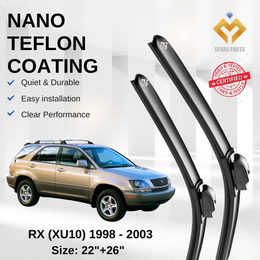 Lexus RX XU10 (1998-2003) Premium Japan Tech Car Wiper 22"+26" Universal Hook, Free Microfibre Cleaning Cloth