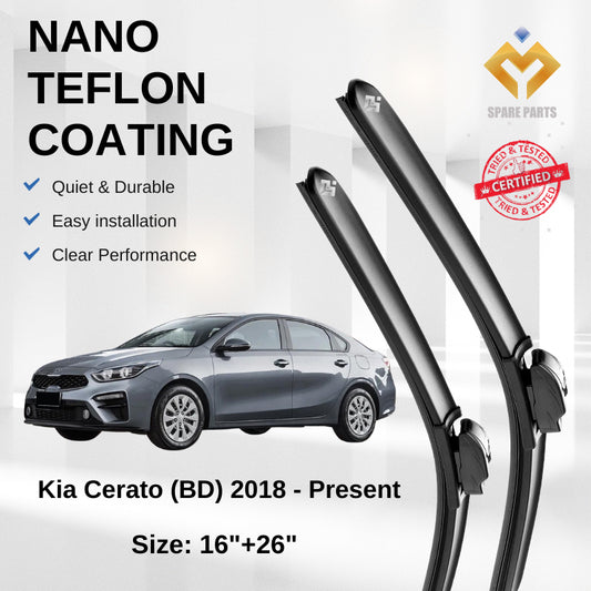 Kia Cerato (BD) 2018-Present Premium Quality Japan Tech Car Wiper 1set  16"+26" U Hook Free Microfibre Cloth
