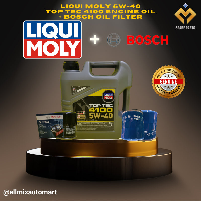 Long-Lasting Protection: Liqui Moly 5w-40 Full Synthetic Engine Oil + Bosch Filter (All Cars) MY Combo Set