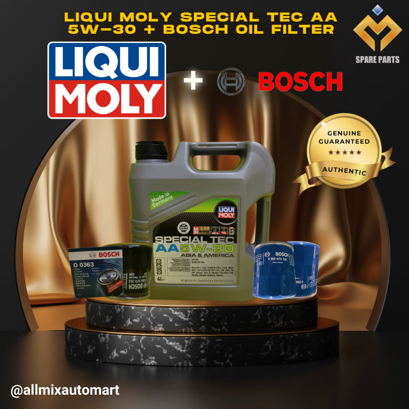 Fuel Efficient, Long Life Liqui Moly Special Tec AA 5w-30 Engine Oil + Bosch Filter Combo Set