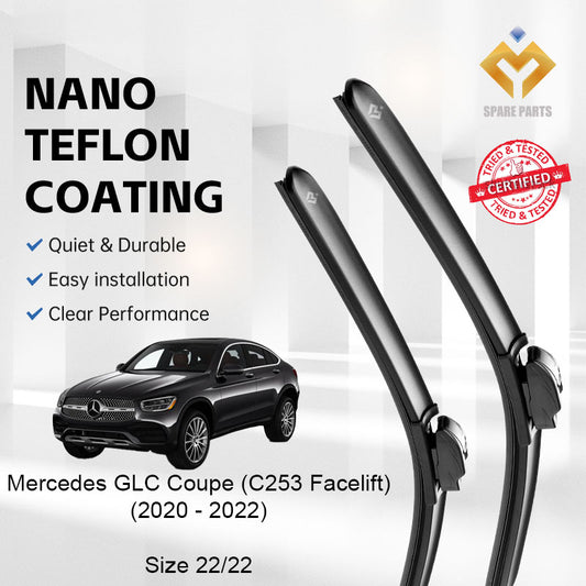 Mercedes GLC Class/GLC Coupe C253/Facelift Premium Quality Japan Tech Car Wiper 1set 22"+22" Type 11 Clip-With Free Gift
