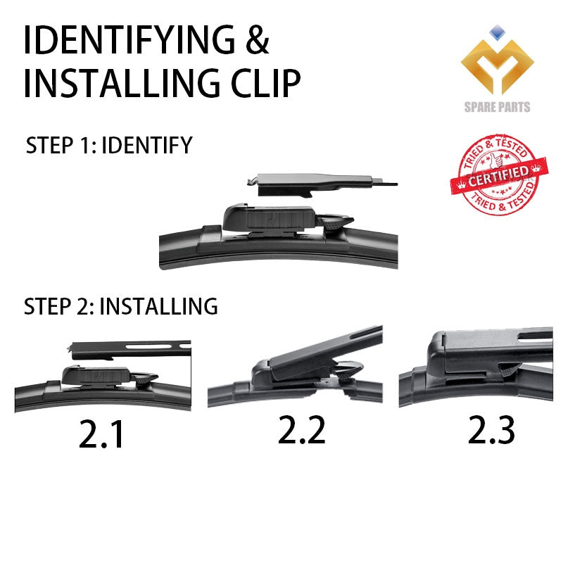 Audi A3 8P FACELIFT (2005-2012) Premium Japan Tech Car Wiper 19”+24” Type 07 Clip, Free Microfibre Cleaning Cloth