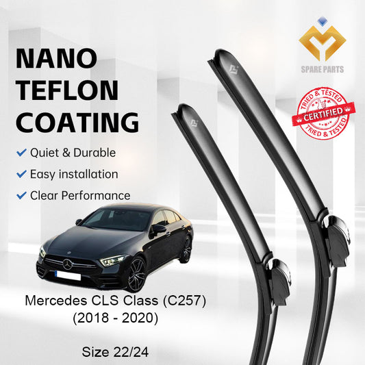 Mercedes CLS Class 2018-2020 C257 Premium Quality Japan Tech Car Wiper 1set 22"+24" Type 11 Clip-Includes Free Gift
