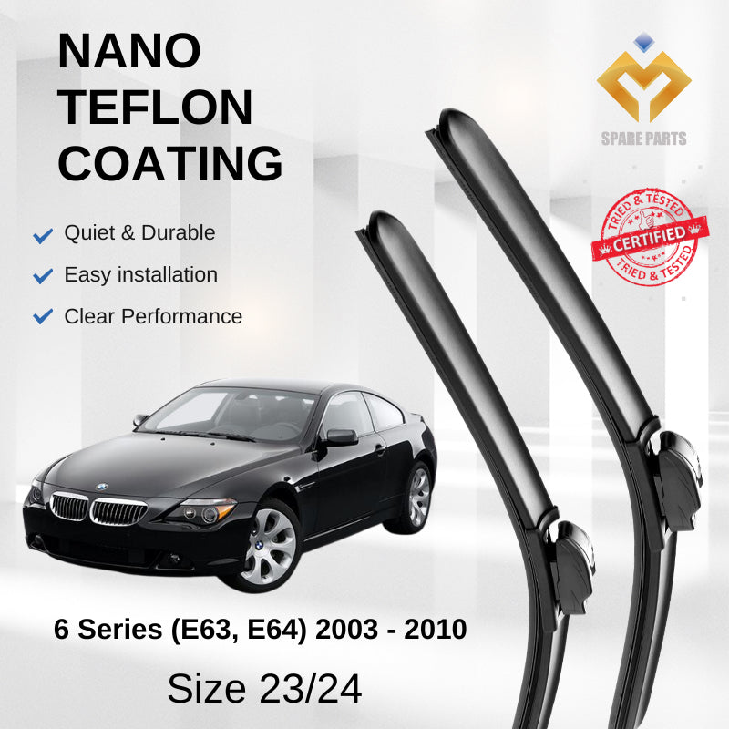BMW 6 Series (E63, E64) 2003-2010 Premium Quality Japan Tech Car Wiper 1set 23"+24" Type 05 Clip-Includes Free Gift!
