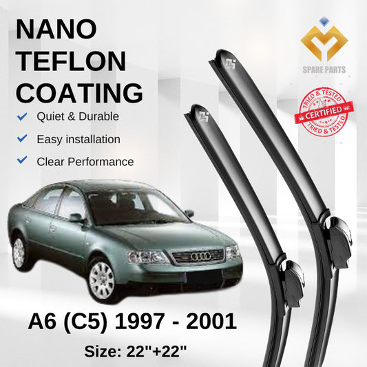 Audi A6 C5 (1997-2001) Premium Japan Tech Car Wiper 22"+22" Universal Hook, Free Microfibre Cleaning Cloth