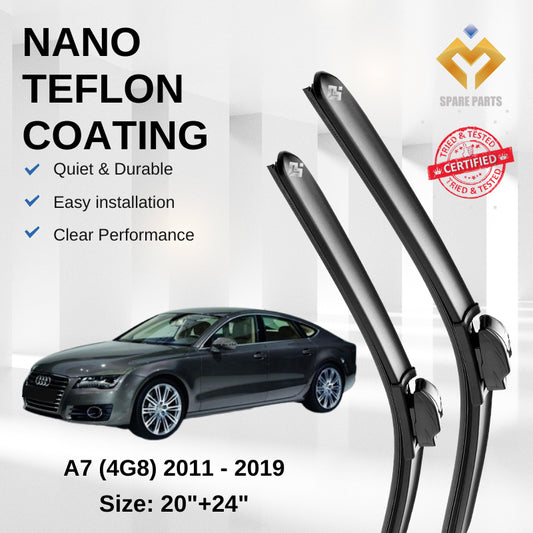 Audi A7 4G8 (2011-2019) Premium Japan Tech Car Wiper 20”+24” Type 04 Clip, Free Microfibre Cleaning Cloth