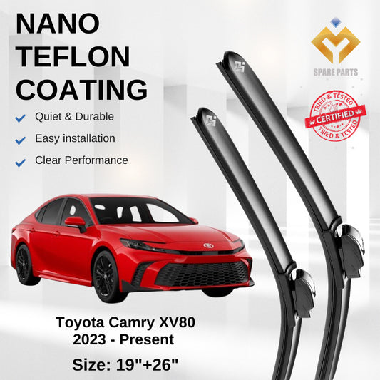 Toyota Camry XV80 Premium Quality Japan Nano Car Wiper Accessories 19"+26", Type 01/12 - Include Free Microfibre Cloth