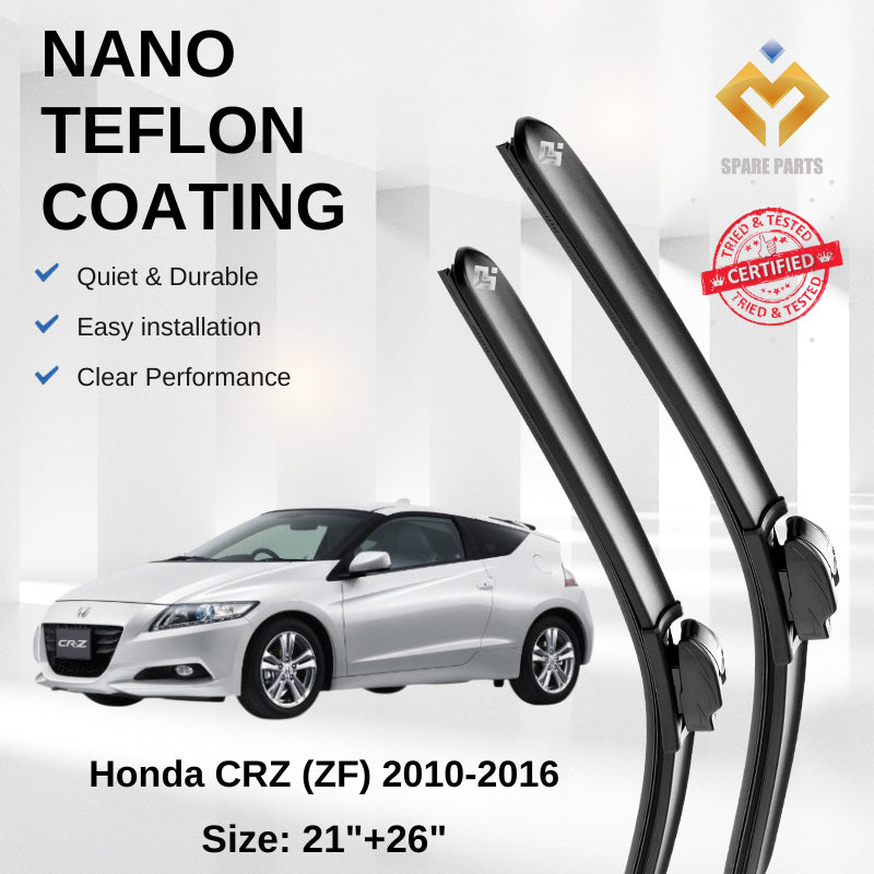 Honda CRZ (ZF) Premium Quality Japan Tech Car Wiper Accessories 21"+26" Universal Hook-Includes Free Microfibre Cloth