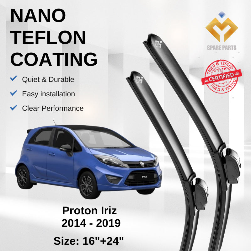 Proton Iriz Facelift Premium Japan Tech Car Wiper Accessories 16”+24” Type 01 Clip- Free Microfibre Cleaning Cloth!