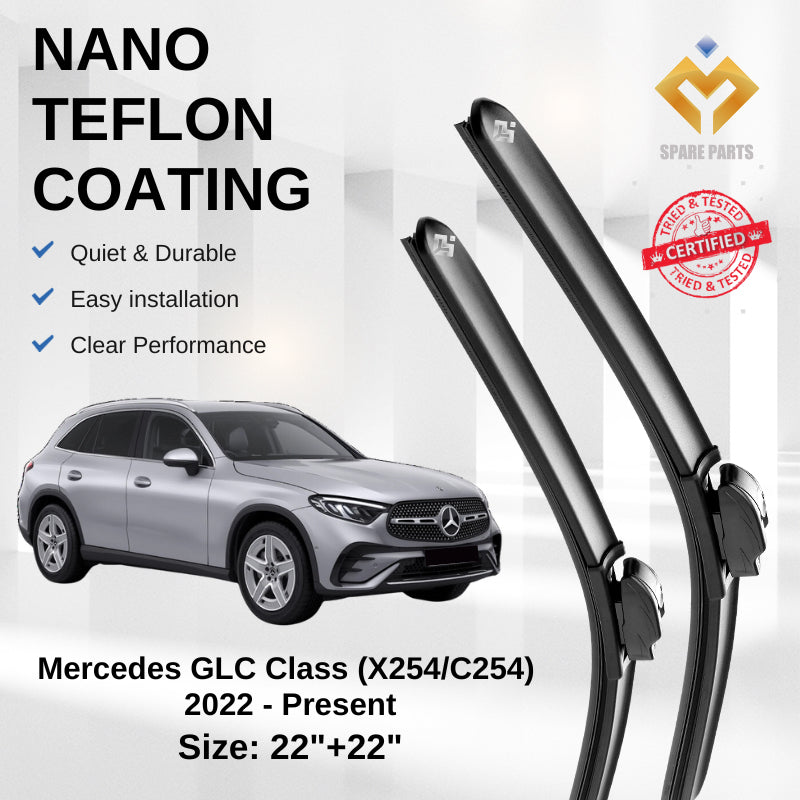 Mercedes GLC Class (X254/C254) 2022 - Premium Japan Tech Car Wiper Accessories 22”+22” Type 11/16 Clip- Includes Gift