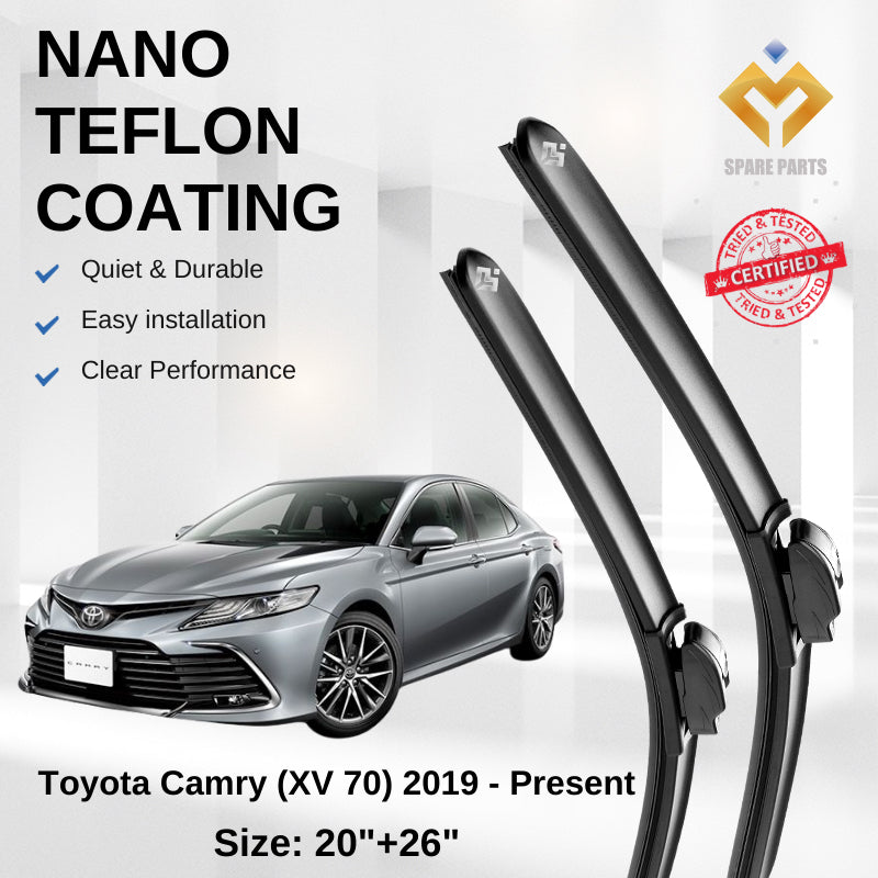 Toyota Camry XV70 Premium Quality Japan Nano Car Wiper Accessories 20"+26" Universal Hook- Include Free Microfibre Cloth